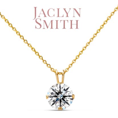 Jaclyn Smith 1/4 Carat Moissanite Solitaire Necklace In Yellow Gold With Free Chain