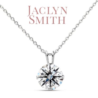 Jaclyn Smith 1/2 Carat Moissanite Solitaire Necklace In White Gold With Free Chain