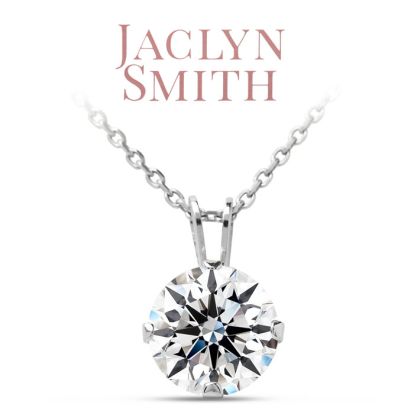 Jaclyn Smith 1 Carat Moissanite Solitaire Necklace In White Gold With Free Chain