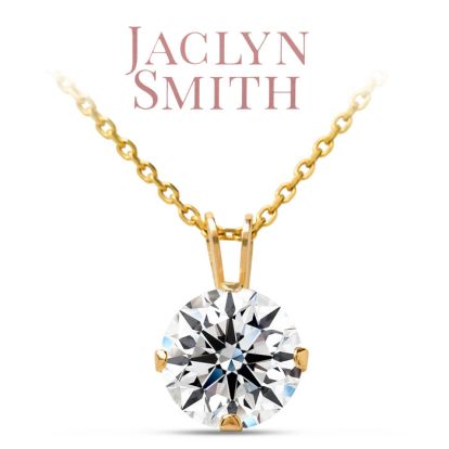 Jaclyn Smith 1 Carat Moissanite Solitaire Necklace In Yellow Gold With Free Chain