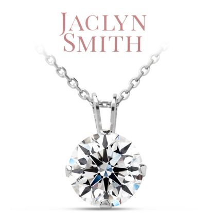 Jaclyn Smith 2 Carat Moissanite Solitaire Necklace In White Gold With Free Chain