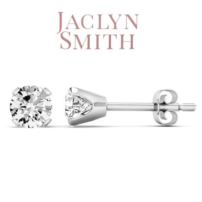 Jaclyn Smith 1 Carat Moissanite Stud Earrings In White Gold.  Fiery Amazing And Look Exactly Like Diamond!