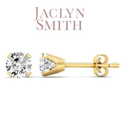 Jaclyn Smith 1 Carat Moissanite Screw Back Stud Earrings In Yellow Gold.  Fiery Amazing And Look Exactly Like Diamond!