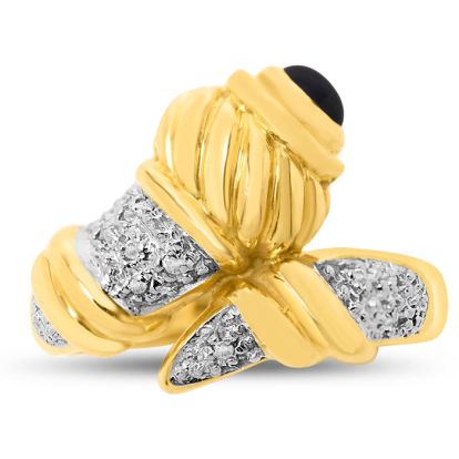 Estate Jewelry Sapphire And Diamond Vintage Wrap Ring In 14 Karat Yellow, Size 7