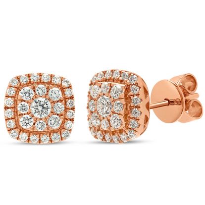 Estate Jewelry 1/2 Carat Pave Diamond Stud Earrings In 14k Rose Gold