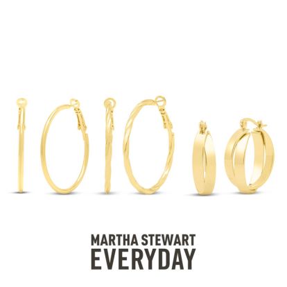 Martha Stewart Everyday Gold Large Hoop Earrings Set of 3