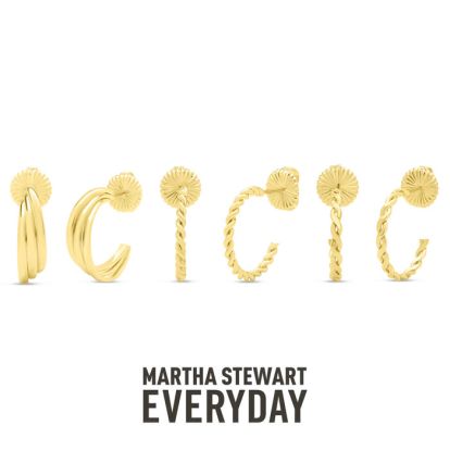 Martha Stewart Everyday Gold Textured Hoop Earrings Set of 3