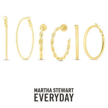 Martha Stewart Everyday Gold Twisted Hoop Earrings Set of 3