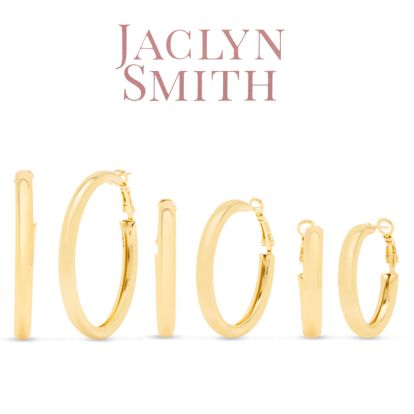 Jaclyn Smith Shiny Gold Hoop Earrings Set of 3