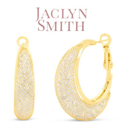 Jaclyn Smith Mesh Hoop Earrings in Gold