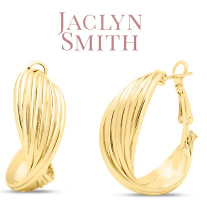 Jaclyn Smith Curved Hoop Earrings In Gold
