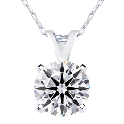 1/2 Carat Round Shape Lab Grown Diamond Solitaire Necklace In 14K White Gold