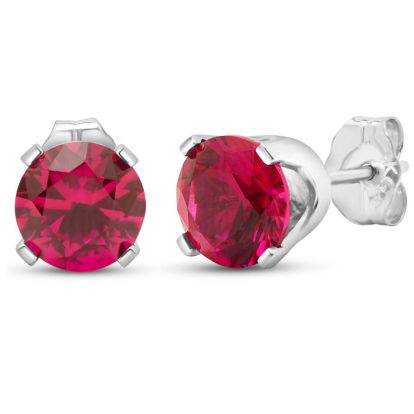 2 Carat Ruby Stud Earrings In White Gold
