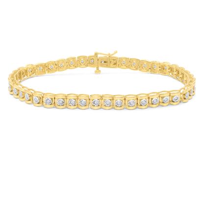1/2 Carat Natural Diamond Miracle Tennis Bracelet In Yellow Gold, 7 Inches