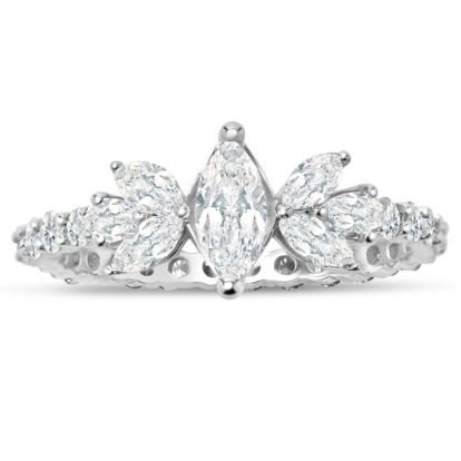 1 1/2 Carat Fancy Lab Grown Diamond Eternity Engagement Ring In Sterling Silver