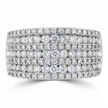 Beautiful 1 1/2 Carat Natural Diamond Band Ring Crafter In Solid 10 Karat White Gold, Estate Owned, Ring Size 7