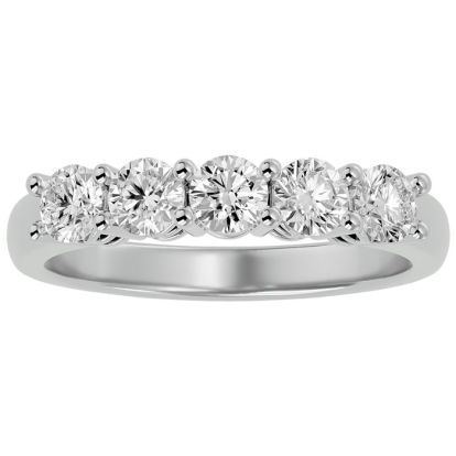 1 Carat Five Lab Grown Diamond Anniversary Band In Sterling Silver. Very Popular Diamond Band In Solid In Sterling Silver!
