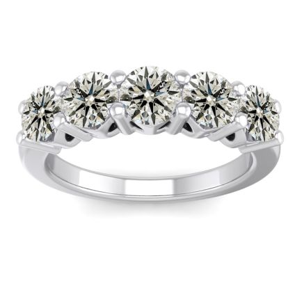 1 1/2 Carat Five Lab Grown Diamond Anniversary Band In Sterling Silver
