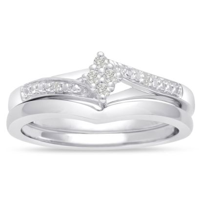 Estate Jewelry Marquise Shaped Diamond Bridal Set, Ring Size 4.5 

