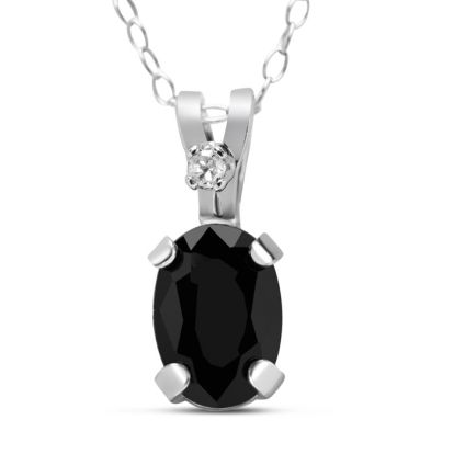 Estate Jewelry 1/2 Carat Oval Blue Sapphire And Diamond Necklace In White Gold, 18 Inches