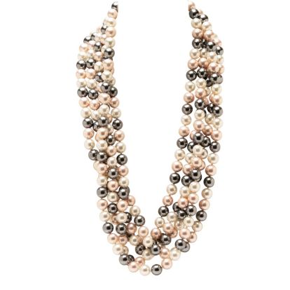 Estate Jewelry Three Color 10mm Shell Pearl Strand, 120 Inches