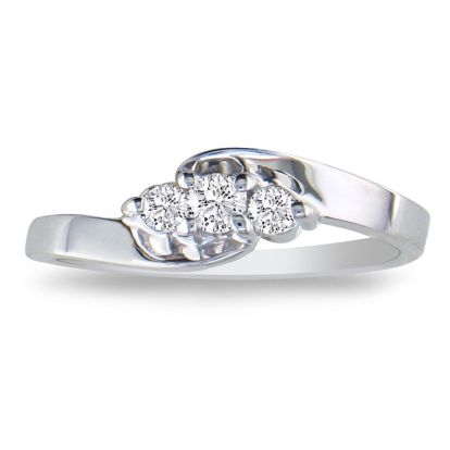 1/10ct Three Diamond Promise Ring in Sterling Silver