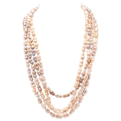 Estate Jewelry Pink Gray 11x7 Baroque Pearl Strand, 100 Inches