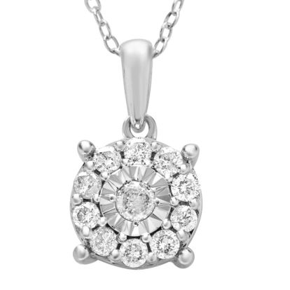 1/3 Carat Natural Diamond Round Cluster Necklace In Sterling Silver