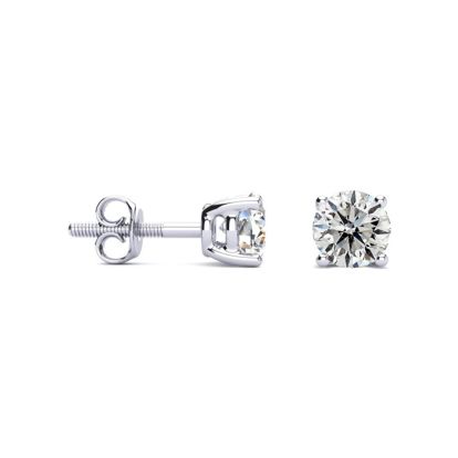 1 Carat Lab Grown Diamond Earrings In Platinum, Basket Setting