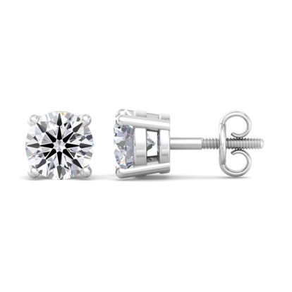 1 1/2 Carat Lab Grown Diamond Earrings In Platinum, Basket Setting