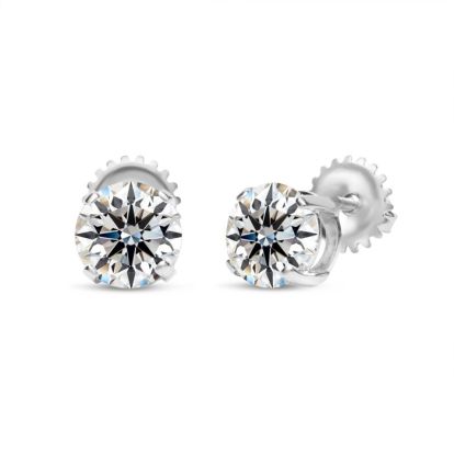 2 Carat Lab Grown Diamond Earrings In Platinum, Basket Setting