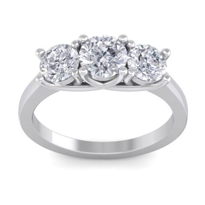 2 Carat Lab Grown Three Diamond Ring In Sterling Silver