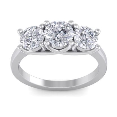3 Carat Lab Grown Three Diamond Ring In Sterling Silver