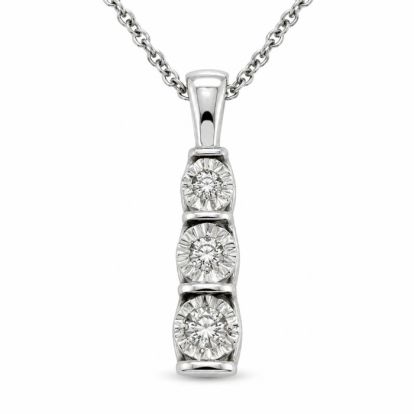 0.15 Carat Lab Grown Diamond Three Stone Necklace In Sterling Silver