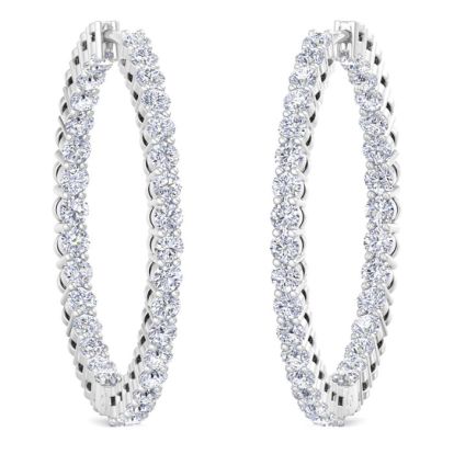 2 Carat Endless Natural Diamond Hoop Earrings In Sterling Silver