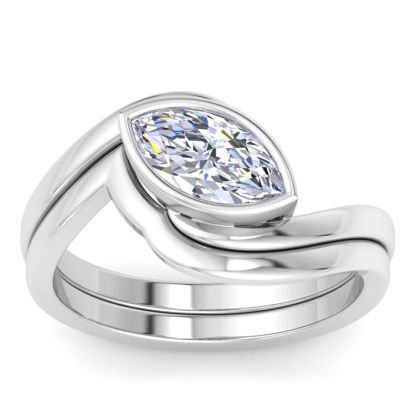 1 Carat Marquise Shape Lab Grown Diamond Ring In Sterling Silver, Solitaire