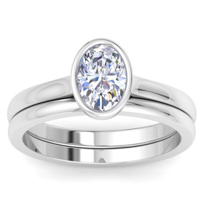 1 Carat Oval Shape Lab Grown Diamond Ring In Sterling Silver, Solitaire