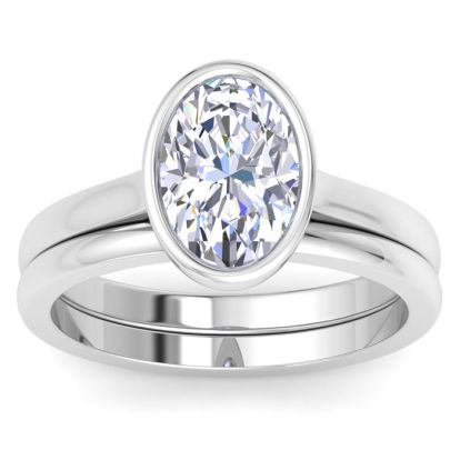 2 Carat Oval Shape Lab Grown Diamond Ring In Sterling Silver, Solitaire