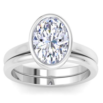 3 Carat Oval Shape Lab Grown Diamond Ring In Sterling Silver, Solitaire