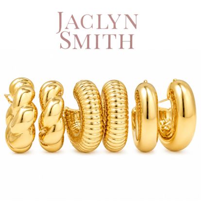 Jaclyn Smith Thick Tube Gold Hoop Earrings Set of 3