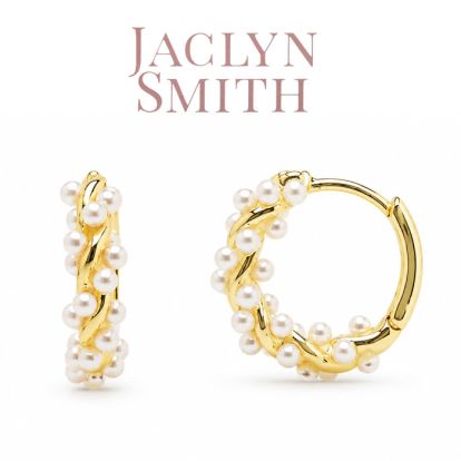 Jaclyn Smith Dainty Pearl Hoop Earrings In Gold