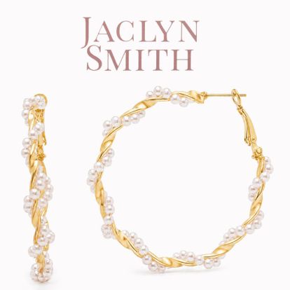 Jaclyn Smith Large Pearl Hoop Earrings In Gold