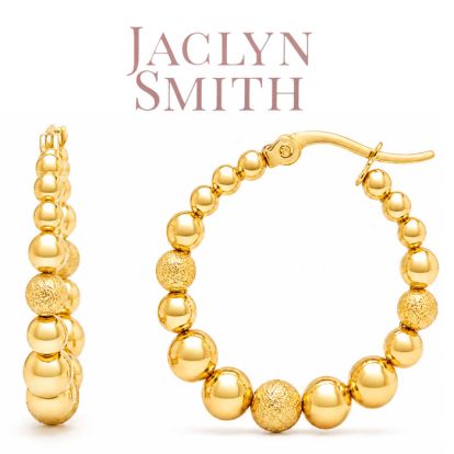 Jaclyn Smith Beaded Hoop Earrings In Gold