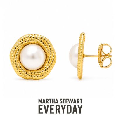 Martha Stewart Everyday Pearl Stud Earrings In Gold