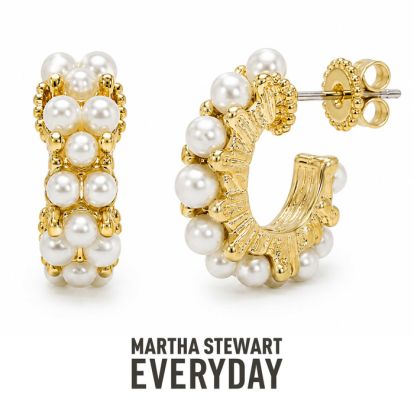 Martha Stewart Everyday Pearl Hoop Earrings In Gold