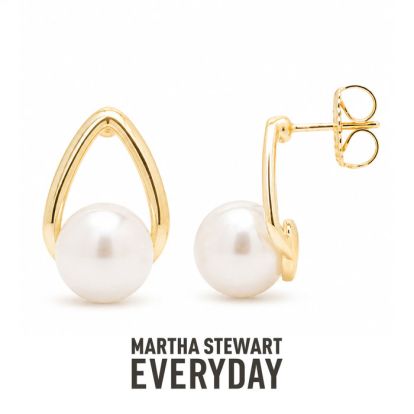 Martha Stewart Everyday Pearl Drop Earrings In Gold