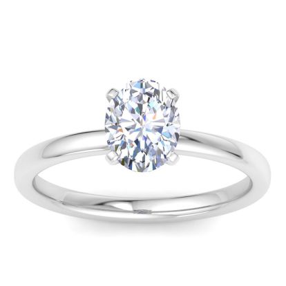 1 Carat Oval Shape Lab Grown Diamond Ring In Sterling Silver, Solitaire