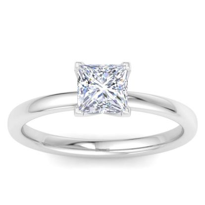 1 Carat Princess Cut Lab Grown Diamond Ring In Sterling Silver, Solitaire