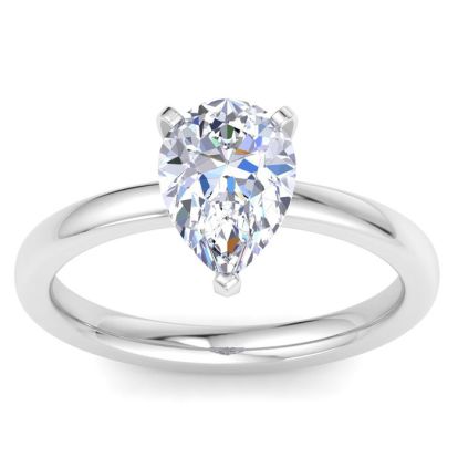2 Carat Pear Shape Lab Grown Diamond Ring In Sterling Silver, Solitaire