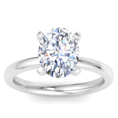 3 Carat Oval Shape Lab Grown Diamond Ring In Sterling Silver, Solitaire